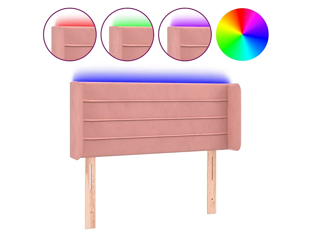 Hoofdbord LED 103x16x78/88 cm fluweel roze