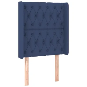 Hoofdbord met randen 83x16x118/128 cm stof blauw Hoofdbord met randen 83x16x118/128 cm stof blauw