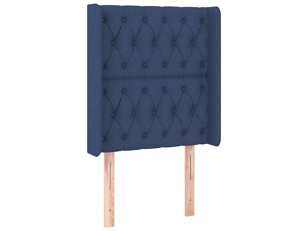 Hoofdbord met randen 83x16x118/128 cm stof blauw