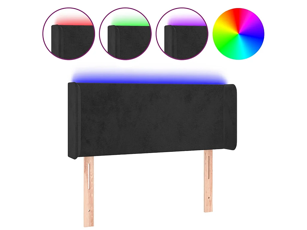 Hoofdbord LED 103x16x78/88 cm fluweel zwart