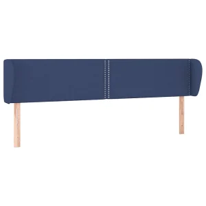 Hoofdbord met randen 203x23x78/88 cm stof blauw Hoofdbord met randen 203x23x78/88 cm stof blauw