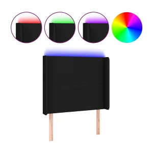 Hoofdbord LED 83x16x118/128 cm stof zwart
