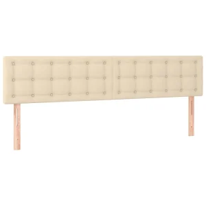 Hoofdborden 200x5x78/88 cm stof crèmekleurig