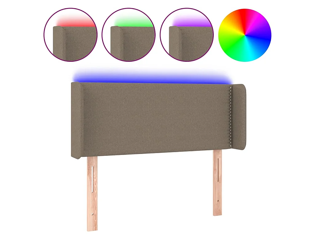 Hoofdbord LED 93x16x78/88 cm stof taupe