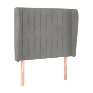 Hoofdbord met randen 93x23x118/128 cm fluweel lichtgrijs