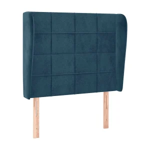 Hoofdbord met randen 93x23x118/128 cm fluweel donkerblauw