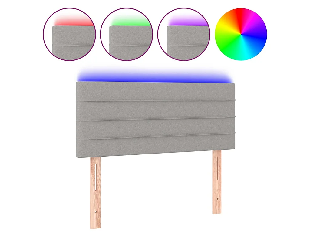 Hoofdbord LED 90x5x78/88 cm stof lichtgrijs