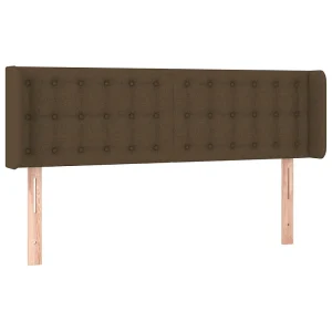 Hoofdbord met randen 147x16x78/88 cm stof donkerbruin
