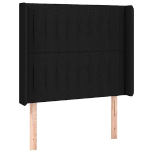 Hoofdbord met randen 93x16x118/128 cm stof zwart Hoofdbord met randen 93x16x118/128 cm stof zwart