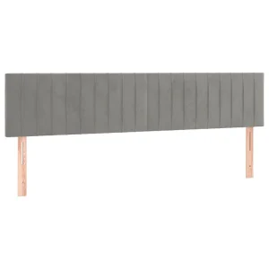Hoofdborden 200x5x78/88 cm fluweel lichtgrijs