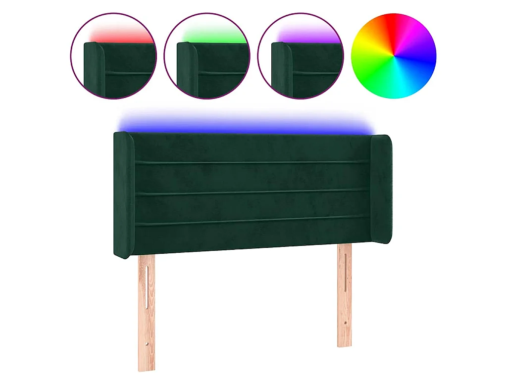 Hoofdbord LED 103x16x78/88 cm fluweel donkergroen