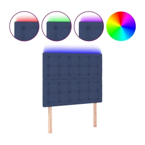 Hoofdbord LED 90x5x118/128 cm stof blauw