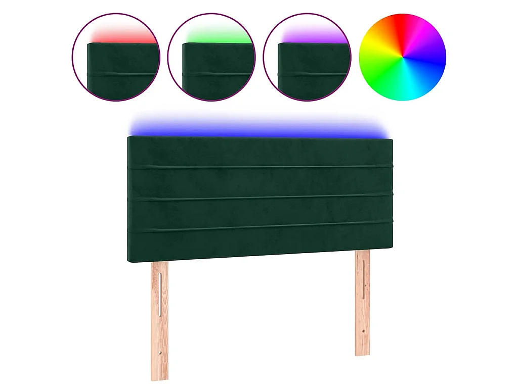 Hoofdbord LED 100x5x78/88 cm fluweel donkergroen