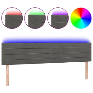 Hoofdbord LED 180x5x78/88 cm fluweel donkergrijs