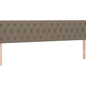 Hoofdbord met randen 203x16x78/88 cm stof taupe Hoofdbord met randen 203x16x78/88 cm stof taupe