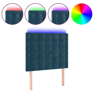 Hoofdbord LED 80x5x118/128 cm fluweel donkerblauw