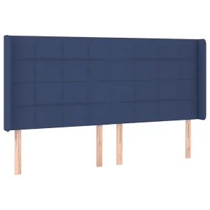 Hoofdbord met randen 203x16x118/128 cm stof blauw Hoofdbord met randen 203x16x118/128 cm stof blauw