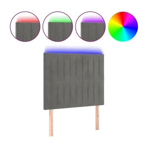 Hoofdbord LED 90x5x118/128 cm fluweel lichtgrijs