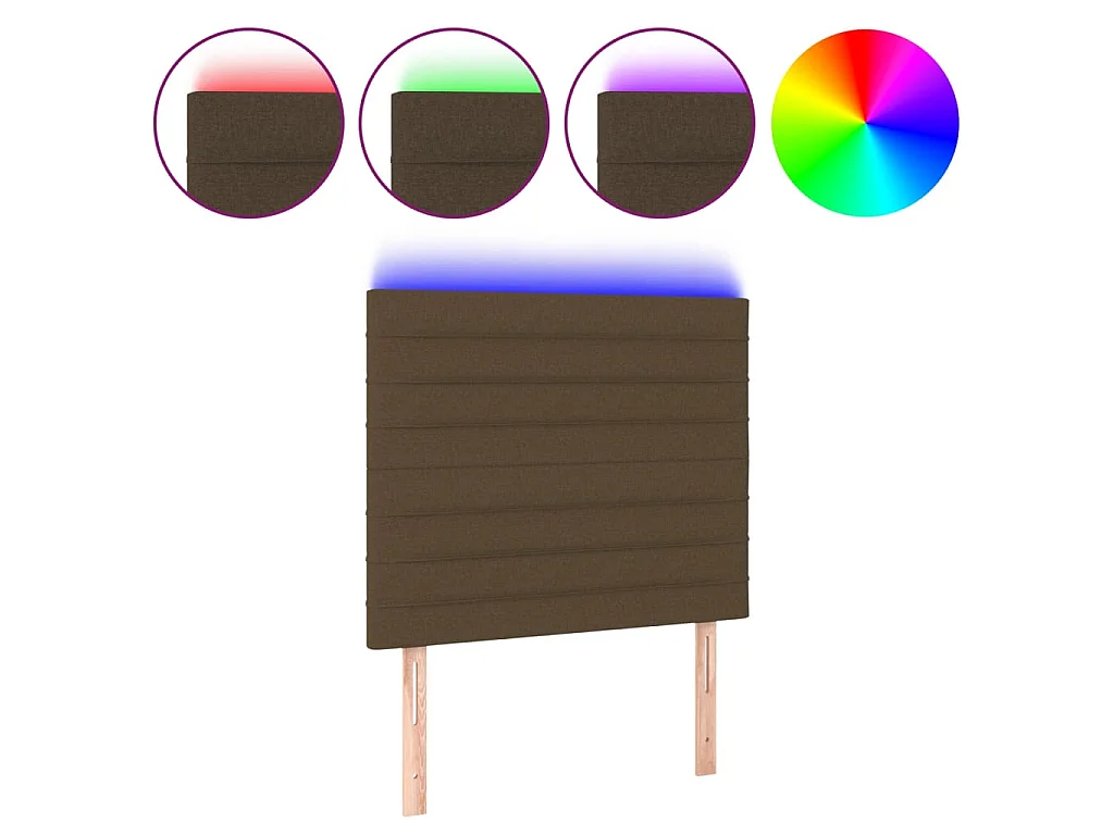 Hoofdbord LED 100x5x118/128 cm stof donkerbruin