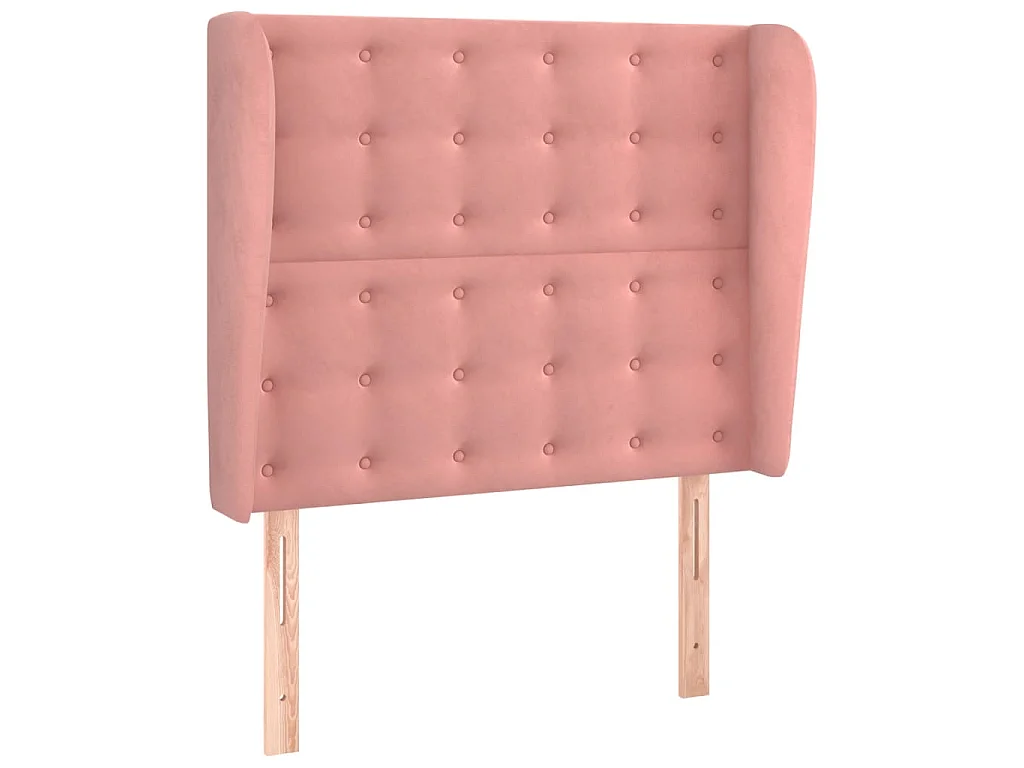 Hoofdbord met randen 83x23x118/128 cm fluweel roze