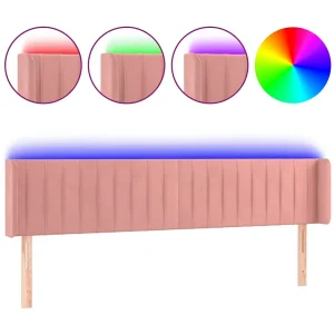 Hoofdbord LED 203x16x78/88 cm fluweel roze