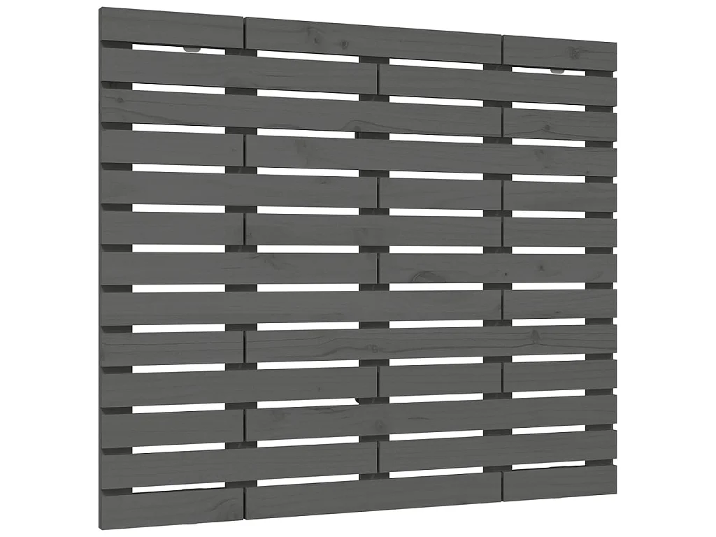 Hoofdbord wandmontage 106x3x91,5 cm massief grenenhout grijs