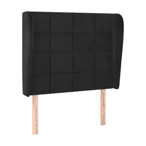 Hoofdbord met randen 93x23x118/128 cm fluweel zwart Hoofdbord met randen 93x23x118/128 cm fluweel zwart