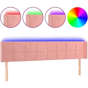 Hoofdbord LED 163x16x78/88 cm fluweel roze
