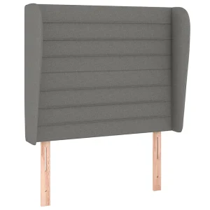 Hoofdbord met randen 83x23x118/128 cm stof donkergrijs Hoofdbord met randen 83x23x118/128 cm stof donkergrijs