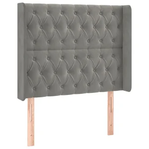 Hoofdbord met randen 103x16x118/128 cm fluweel lichtgrijs Hoofdbord met randen 103x16x118/128 cm fluweel lichtgrijs