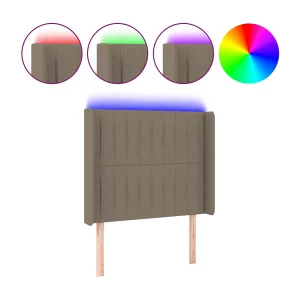 Hoofdbord LED 93x16x118/128 cm stof taupe