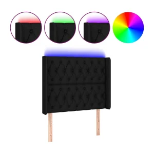 Hoofdbord LED 93x16x118/128 cm stof zwart