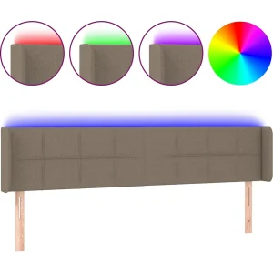 Hoofdbord LED 203x16x78/88 cm stof taupe