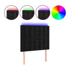 Hoofdbord LED 80x5x118/128 cm fluweel zwart