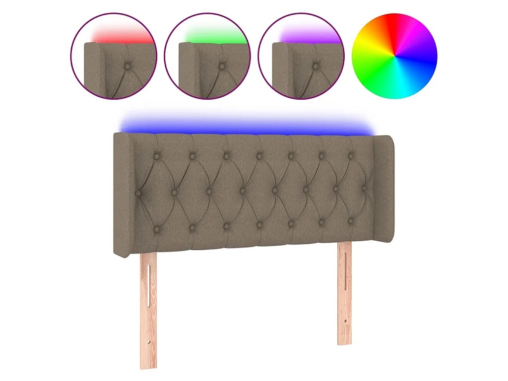 Hoofdbord LED 93x16x78/88 cm stof taupe