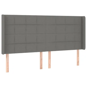Hoofdbord met randen 163x16x118/128 cm stof donkergrijs Hoofdbord met randen 163x16x118/128 cm stof donkergrijs