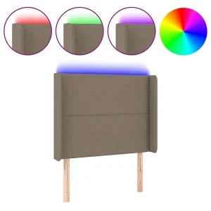 Hoofdbord LED 93x16x118/128 cm stof taupe