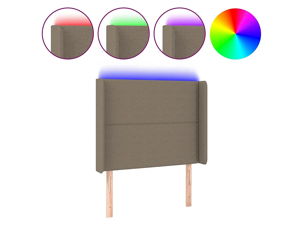 Hoofdbord LED 93x16x118/128 cm stof taupe