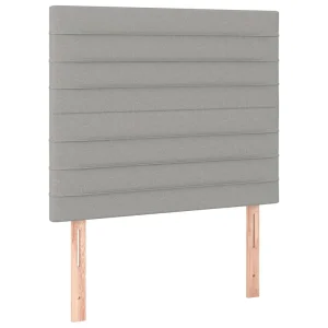 Hoofdbord lichtgrijs 100x5x118/128 cm stof