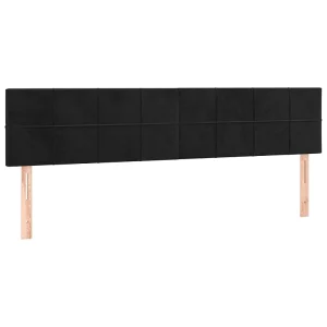 Hoofdborden 200x5x78/88 cm fluweel zwart