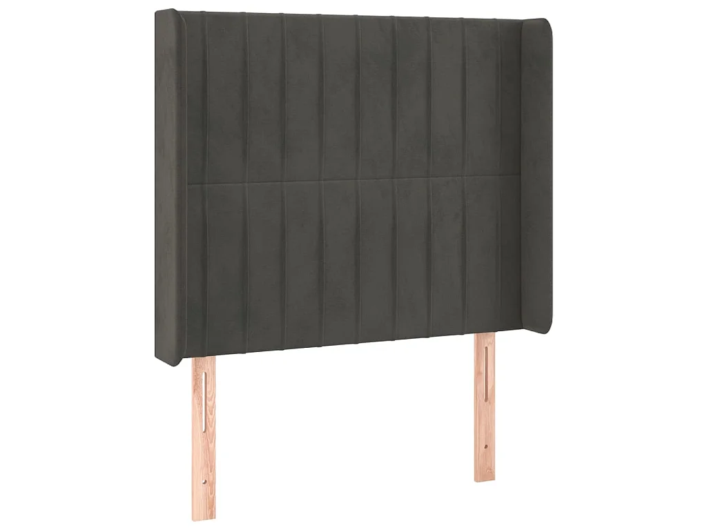 Hoofdbord met randen 103x16x118/128 cm fluweel donkergrijs