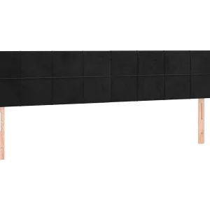 Hoofdbord met randen 183x23x78/88 cm fluweel zwart