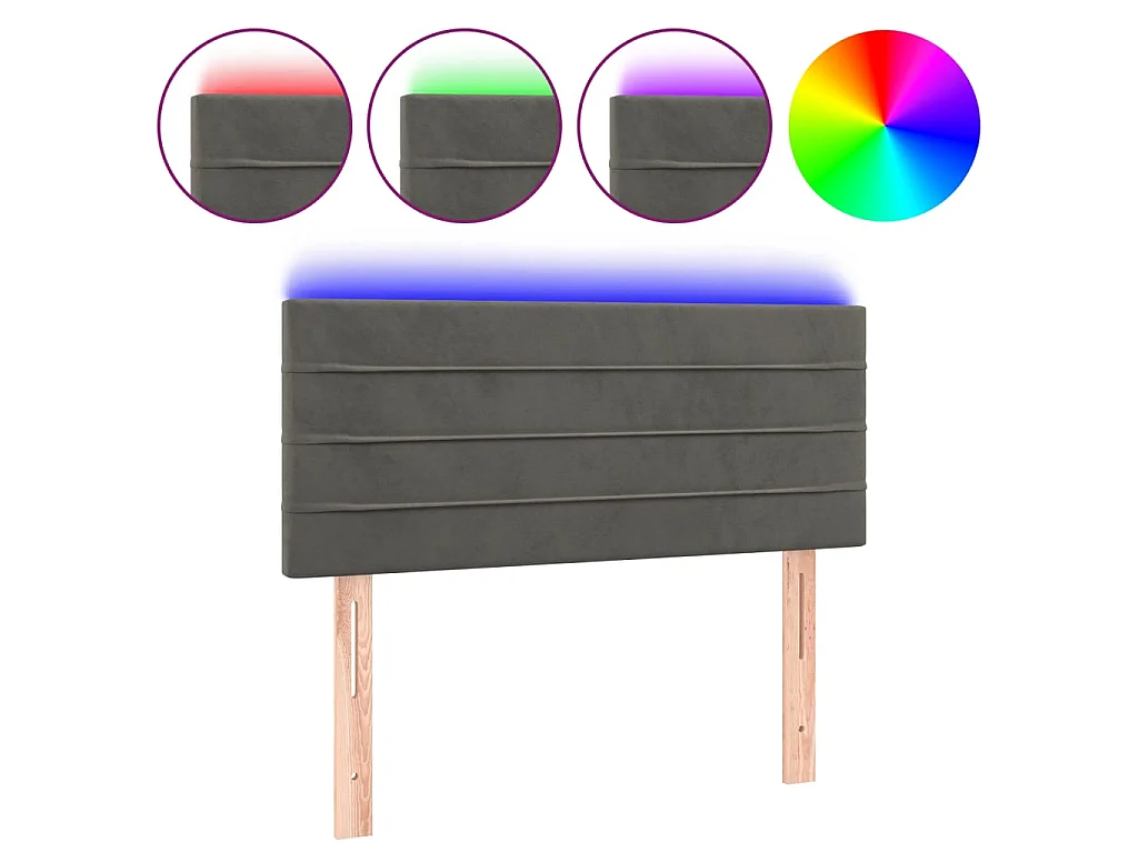 Hoofdbord LED 80x5x78/88 cm fluweel donkergrijs