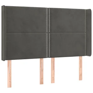 Hoofdbord met randen 147x16x118/128 cm fluweel donkergrijs Hoofdbord met randen 147x16x118/128 cm fluweel donkergrijs