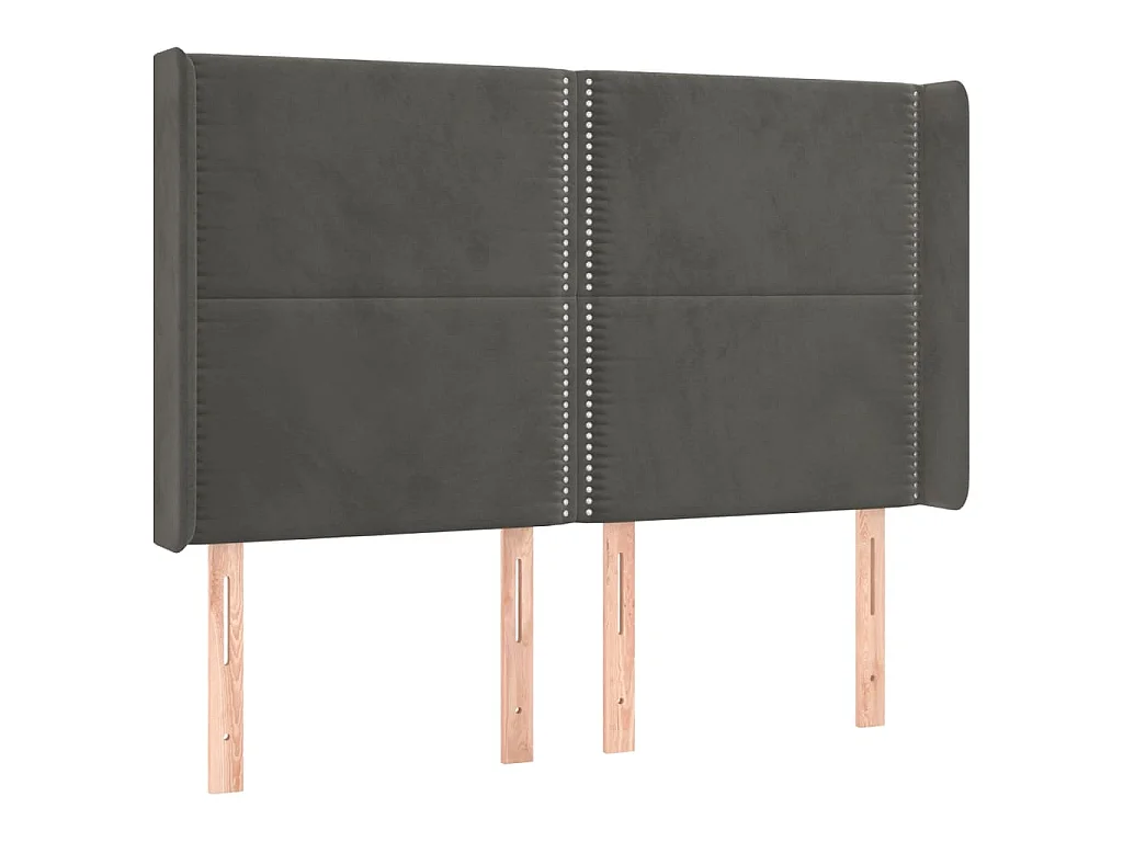 Hoofdbord met randen 147x16x118/128 cm fluweel donkergrijs