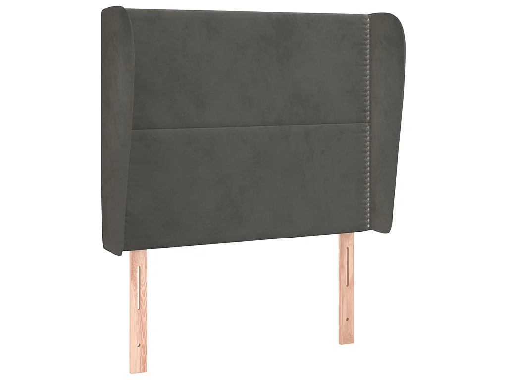 Hoofdbord met randen 83x23x118/128 cm fluweel donkergrijs