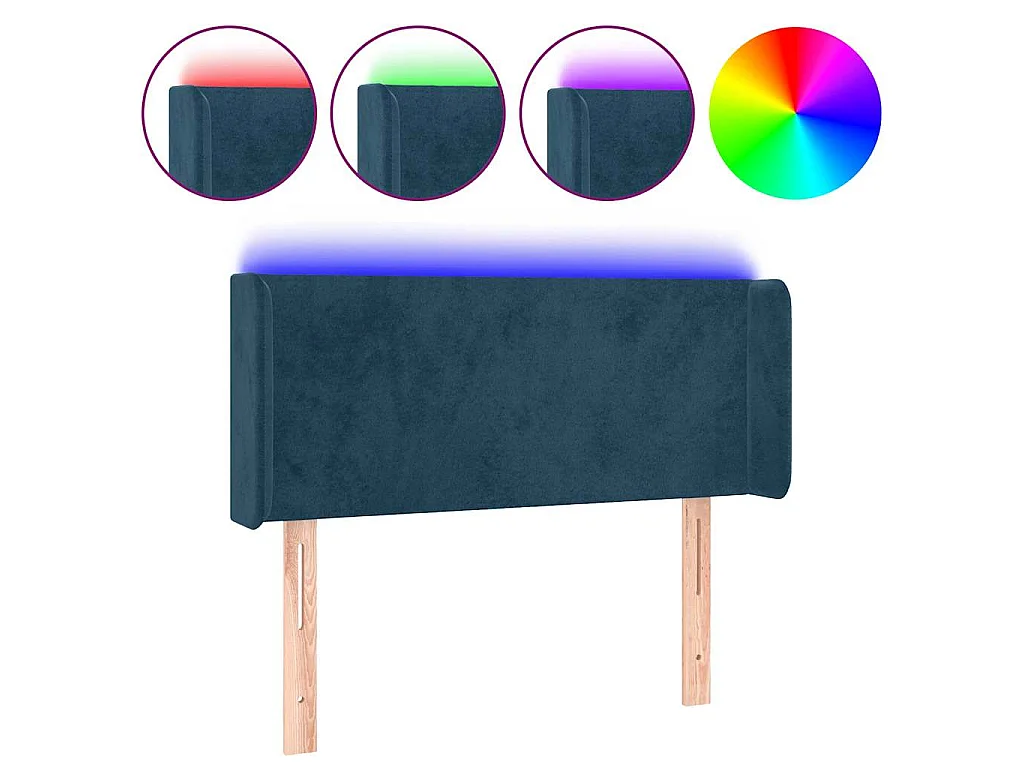 Hoofdbord LED 103x16x78/88 cm fluweel donkerblauw