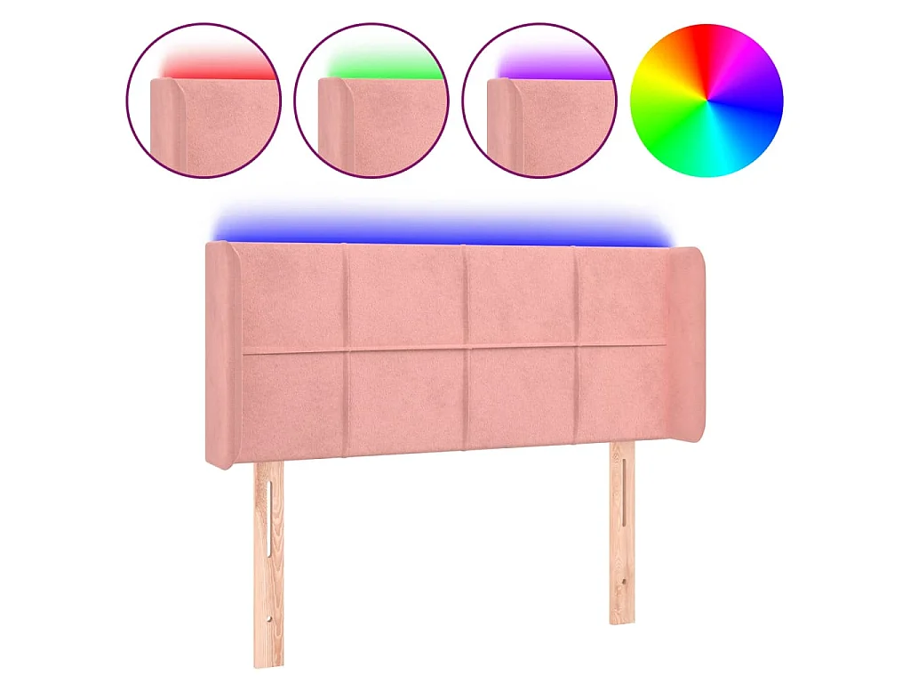Hoofdbord LED 103x16x78/88 cm fluweel roze