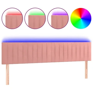 Hoofdbord LED 200x5x78/88 cm fluweel roze