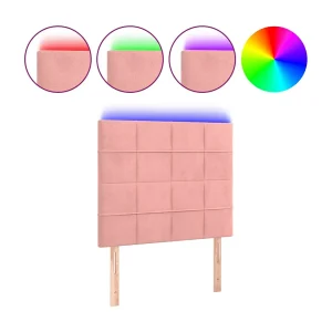 Hoofdbord LED 90x5x118/128 cm fluweel roze